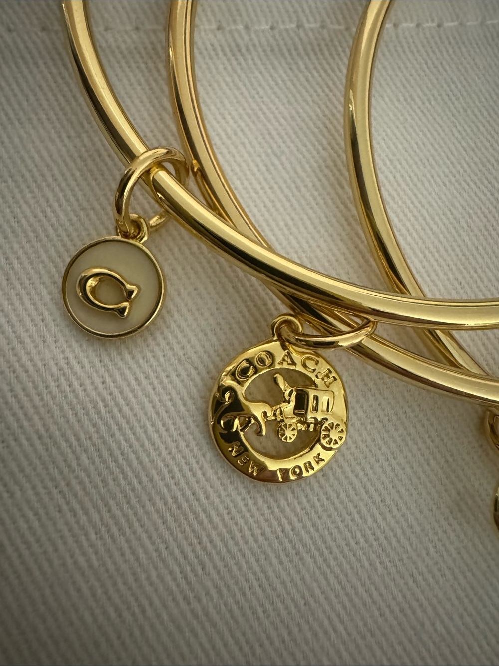 COACH Gold-Tone Signature Charm Bangle Set - Women - Picture 3 of 5
